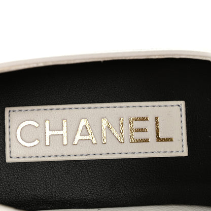 Chanel Calfskin Patent Mary Janes Flats 37.5 White Black 8 of 11