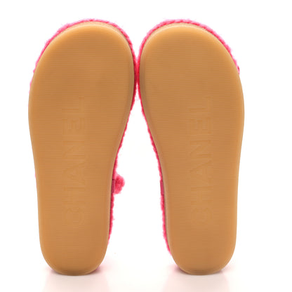 Chanel Cord Lambskin Quilted Logo Sandals 37 Pink 5 of 8
