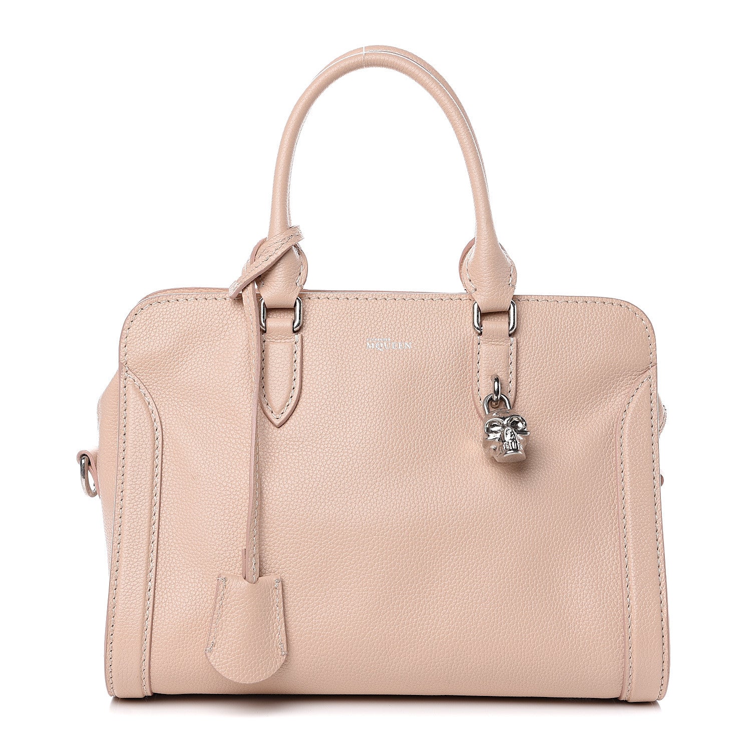 Alexander McQueen Pebbled Calfskin Small Skull Padlock Zip Around Tote Teint 1 of 12