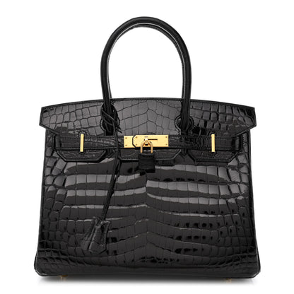 Hermes Shiny Niloticus Crocodile Birkin 30 Black 1 of 11