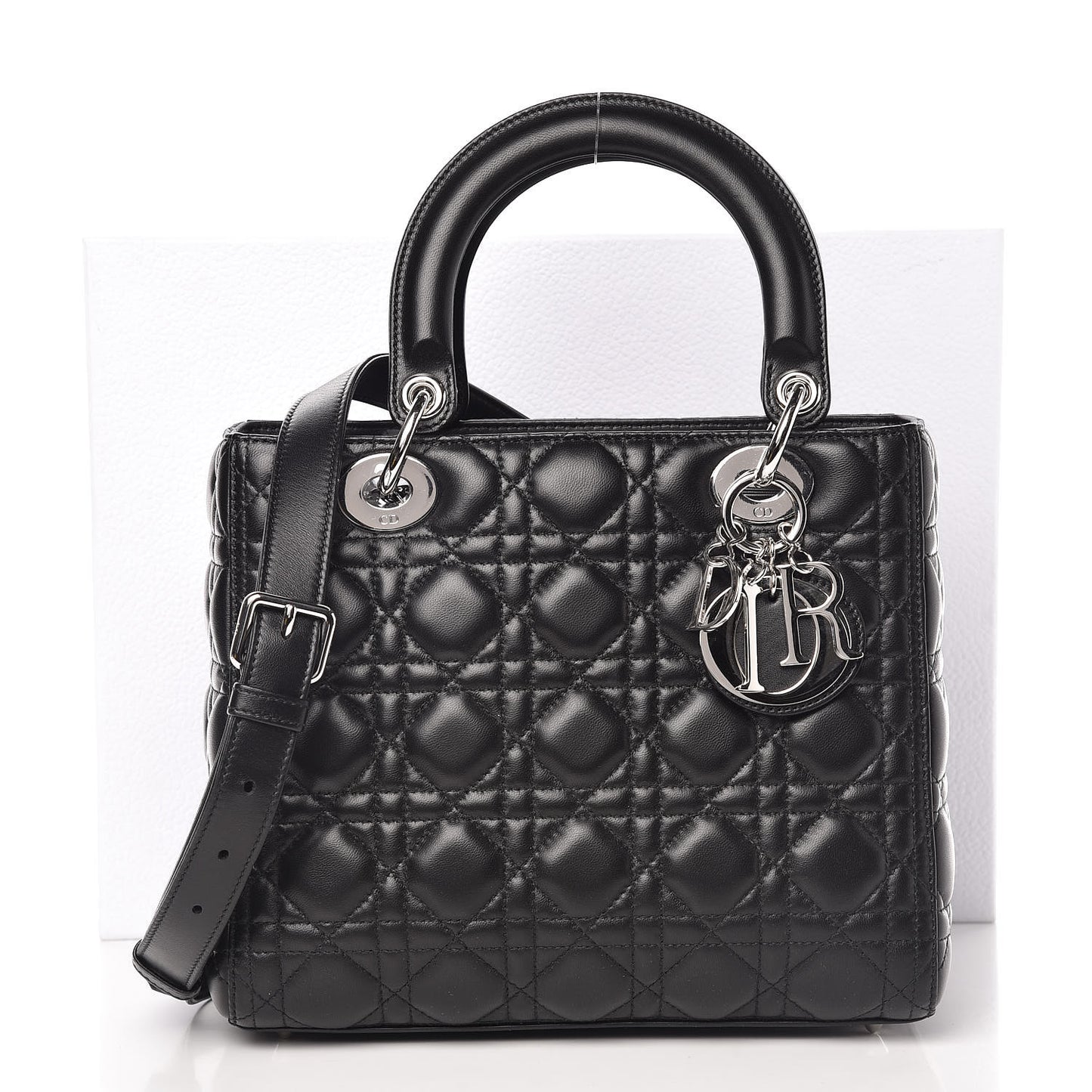 Lambskin Cannage Medium Lady Dior Black