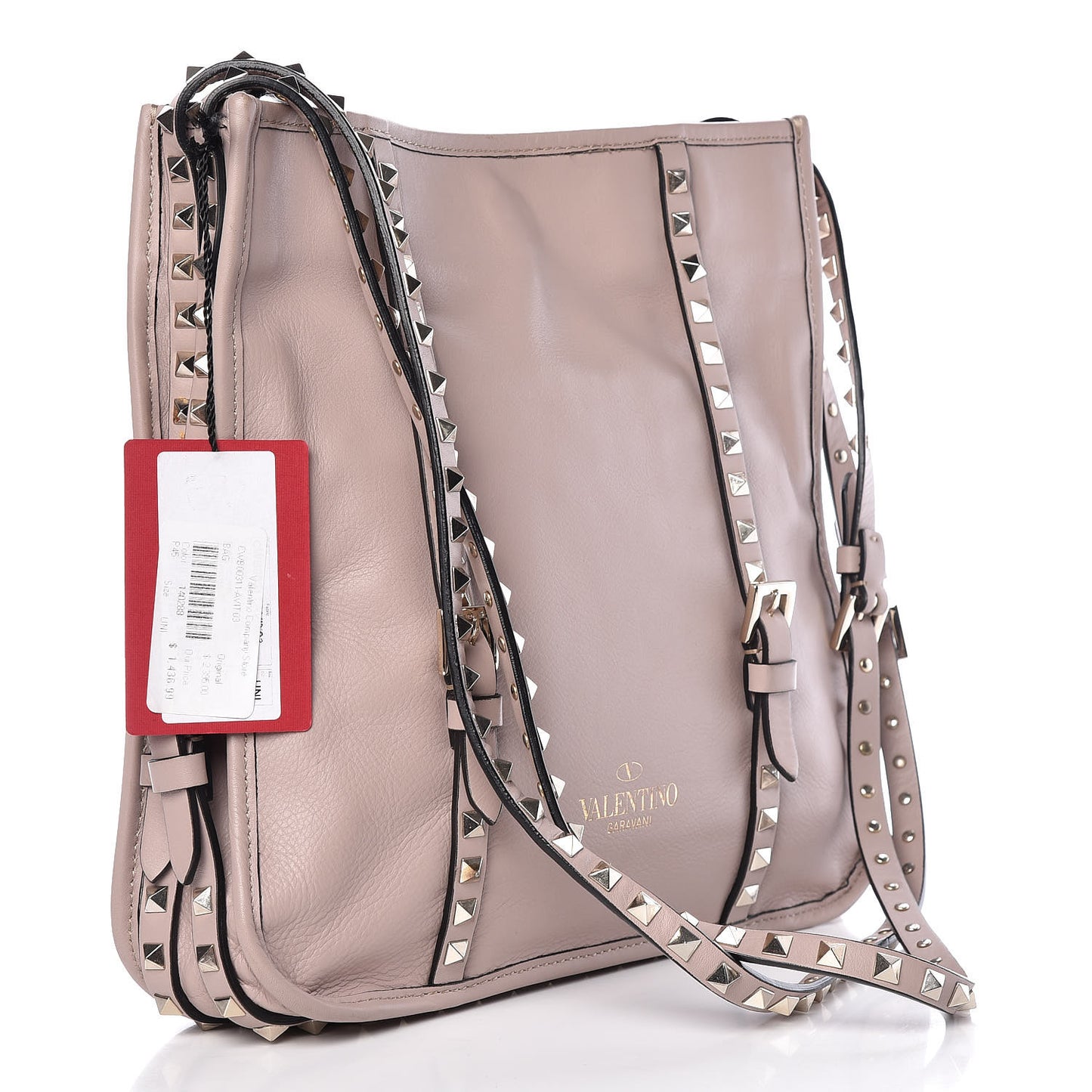 Vitello Rockstud Shopper Tote Poudre
