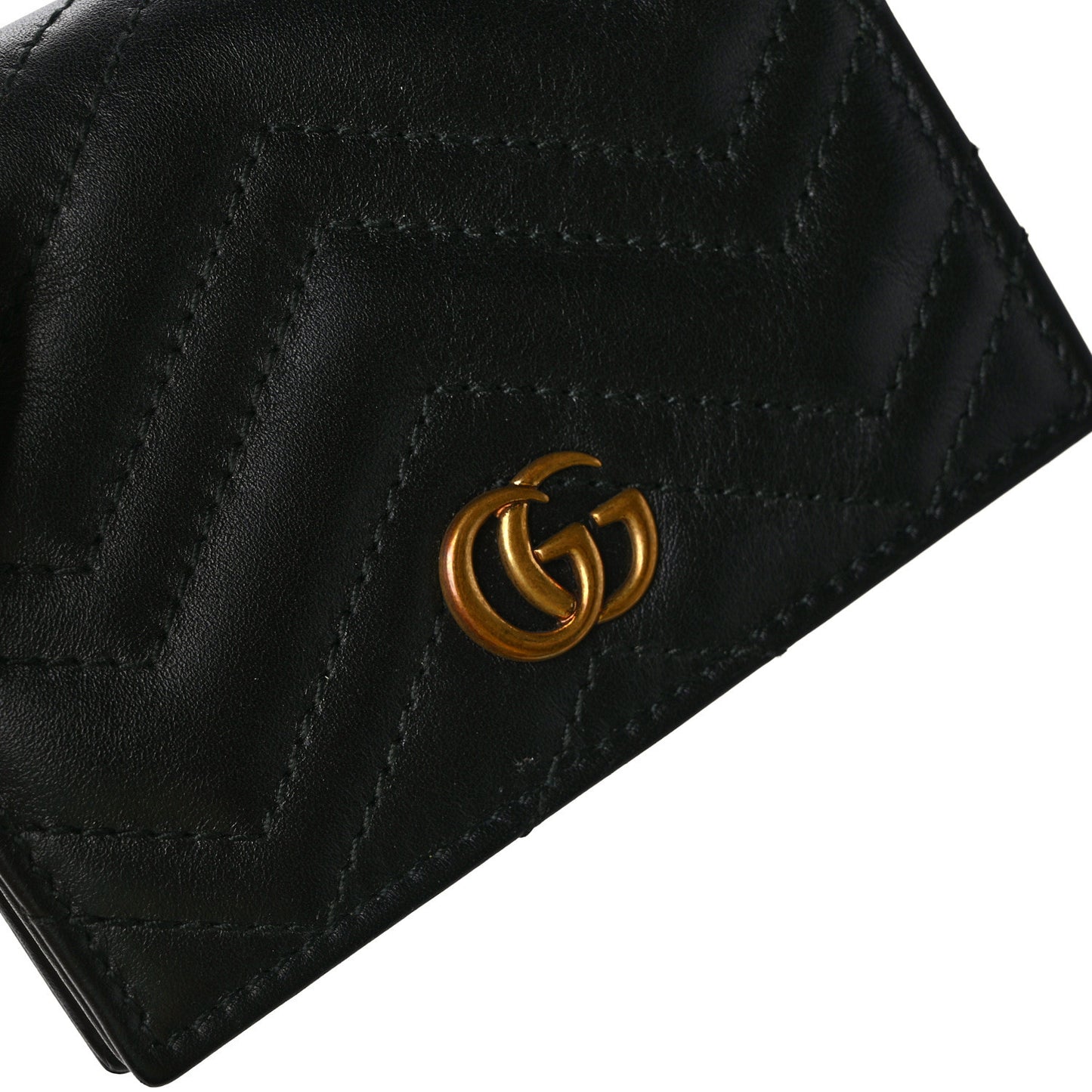 Calfskin Matelasse GG Marmont Card Case Wallet Black