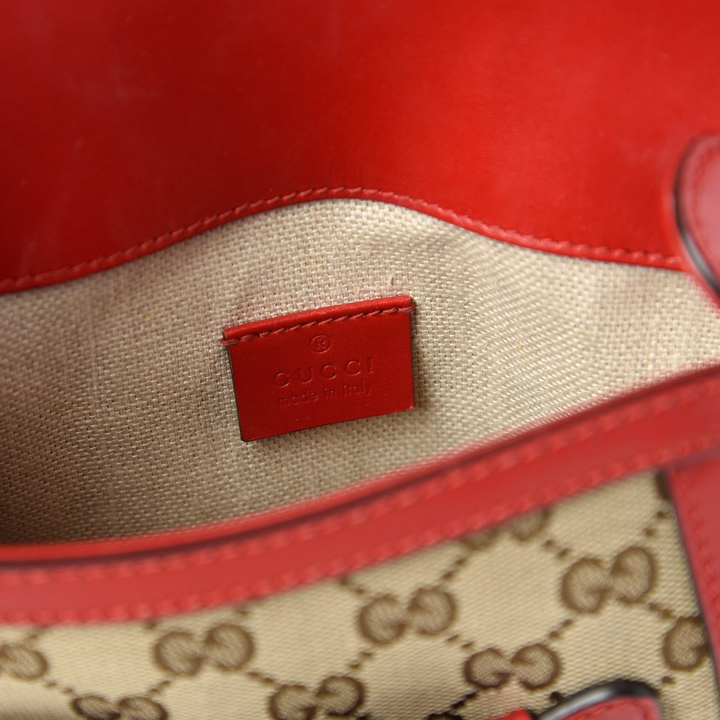 Monogram Ruinart Calfskin Small Lady Web Shoulder Bag Beige Ebony Hibiscus Red