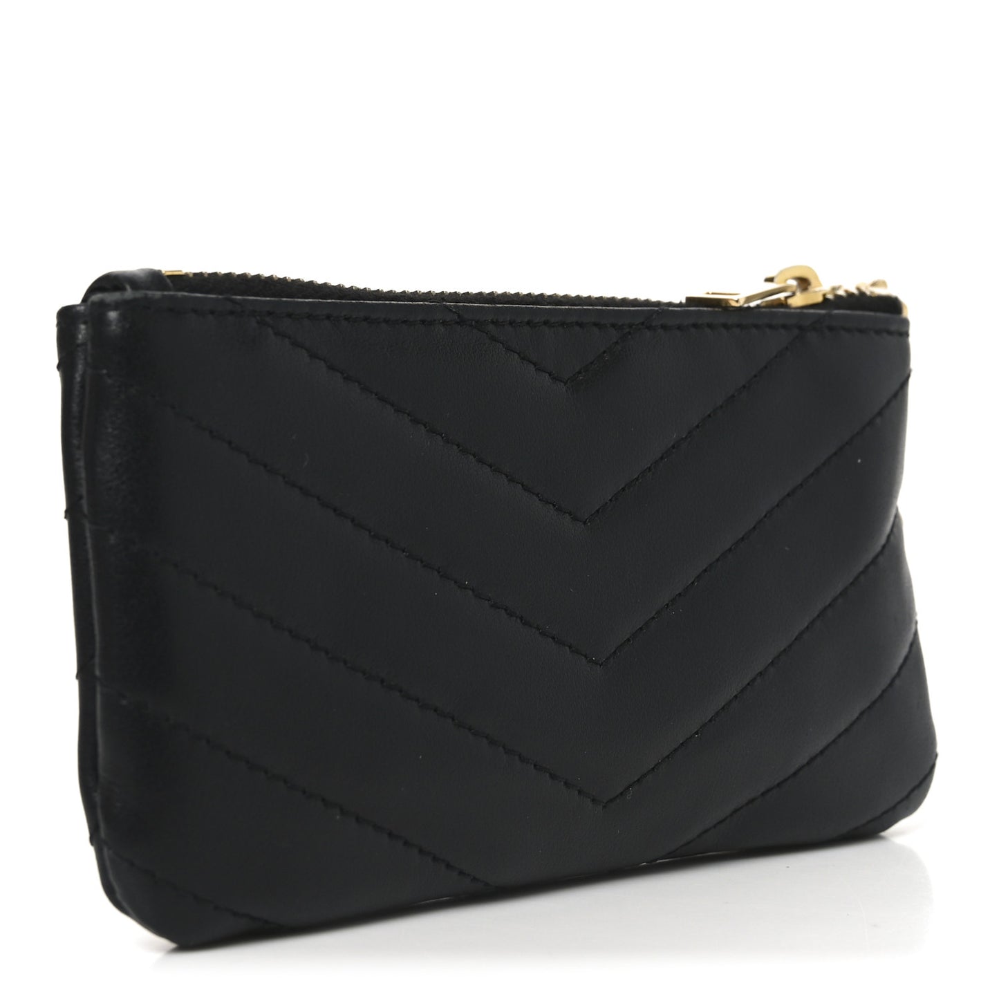 Calfskin Matelasse Monogram Key Pouch Black