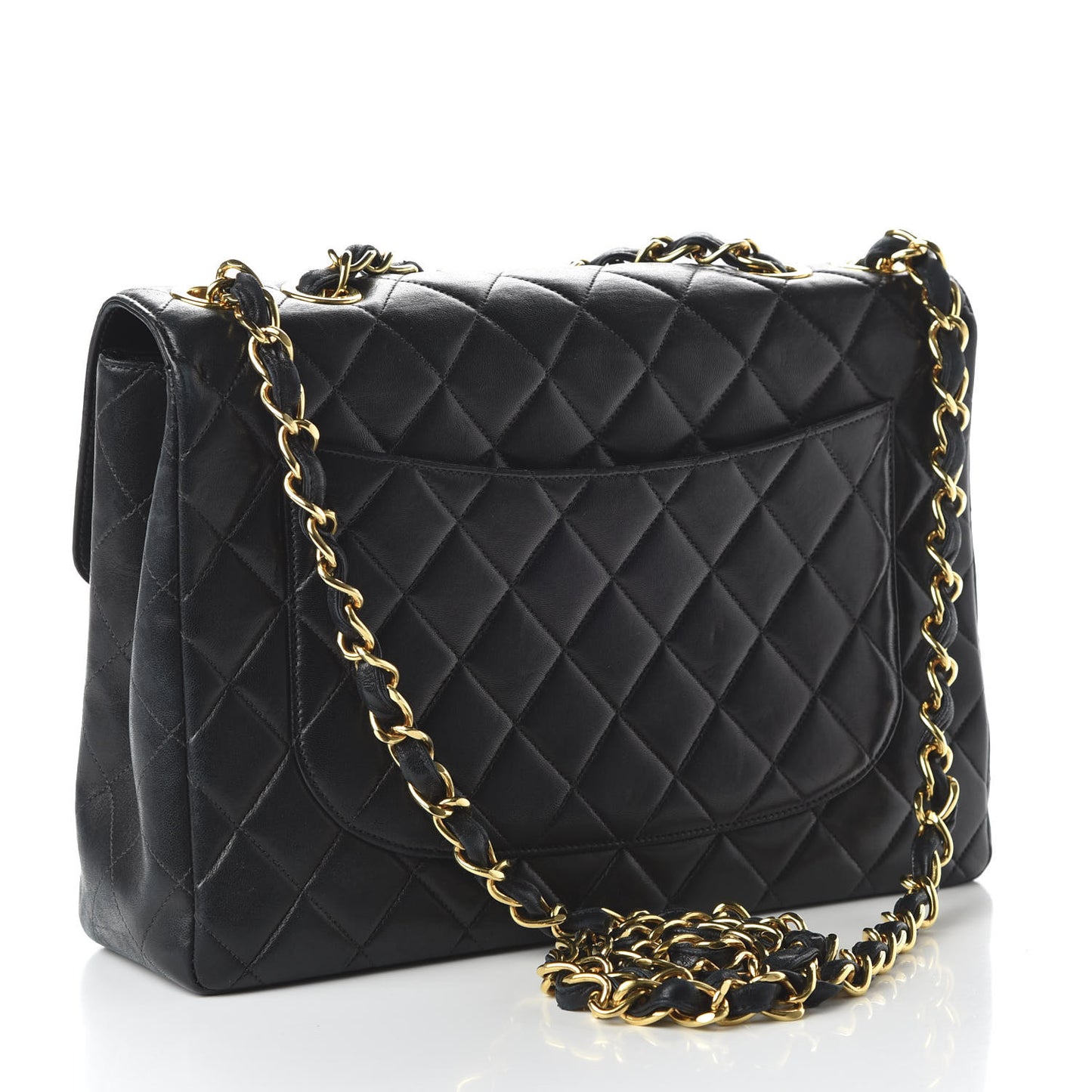 Lambskin Quilted Jumbo Single Flap Black
