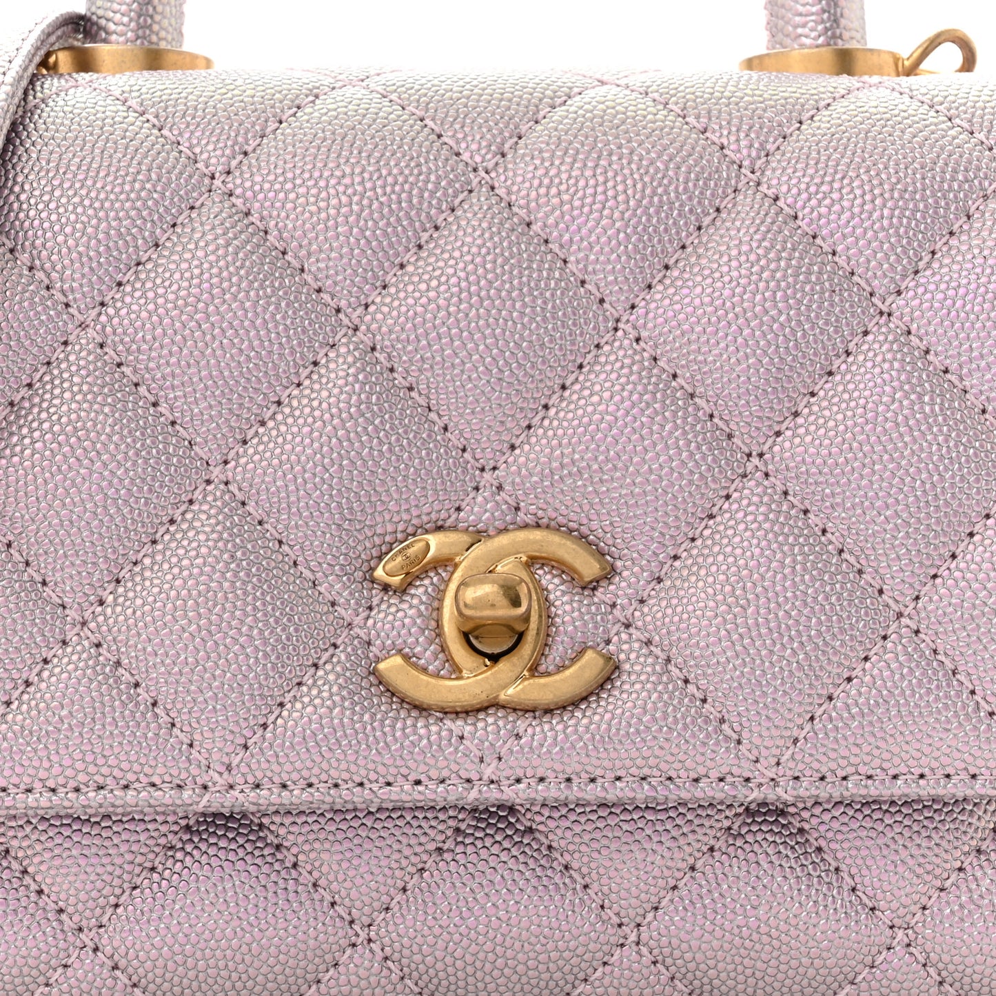 Metallic Caviar Quilted Extra Mini Coco Handle Flap Light Pink