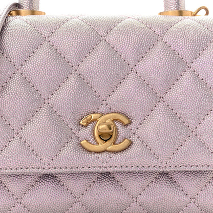 Chanel Metallic Caviar Quilted Extra Mini Coco Handle Flap Light Pink 8 of 11