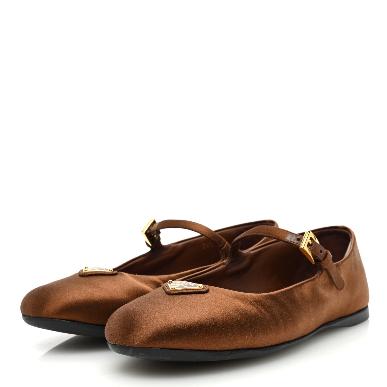 Prada Satin Triangle Ballerina Flats 36.5 Tobacco 2 of 7