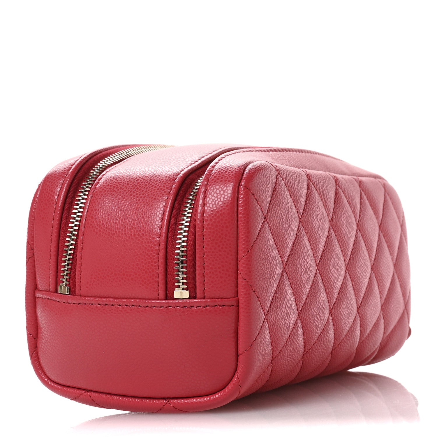 Chanel Caviar Quilted Toiletry Case With Chain Dark Pink 3 of 8