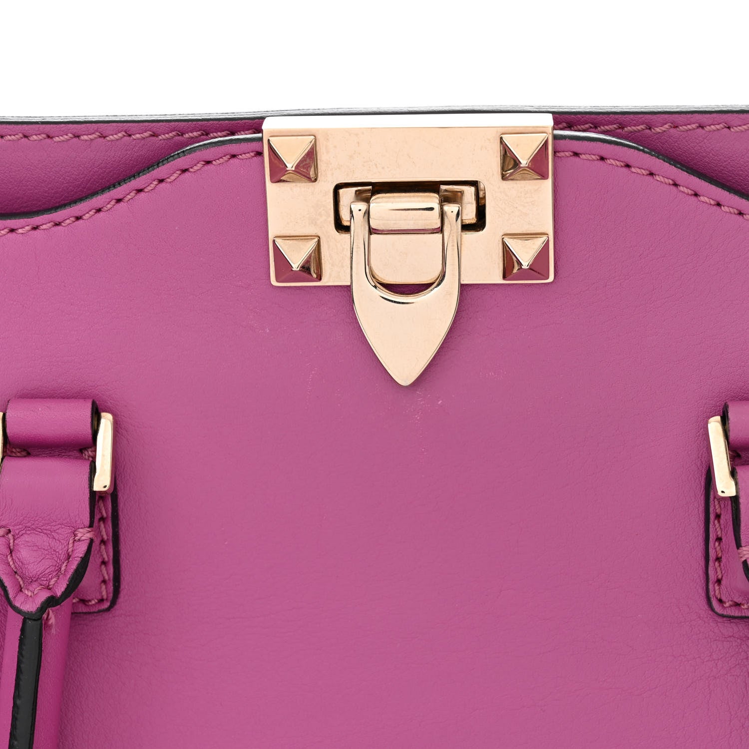 Valentino Garavani Vitello Small Rockstud Double Handle Tote Purple Violet 11 of 15