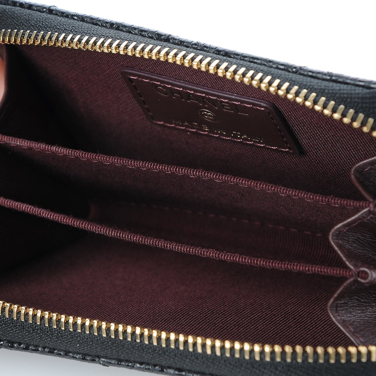 Caviar Quilted Zip Coin Purse Black