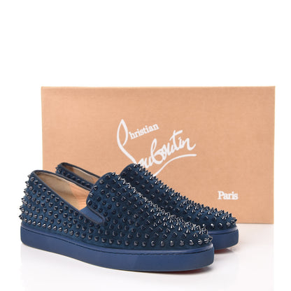 Christian Louboutin Velvet Spikes Mens Roller Boat Flats 45 Quartz 18 of 18