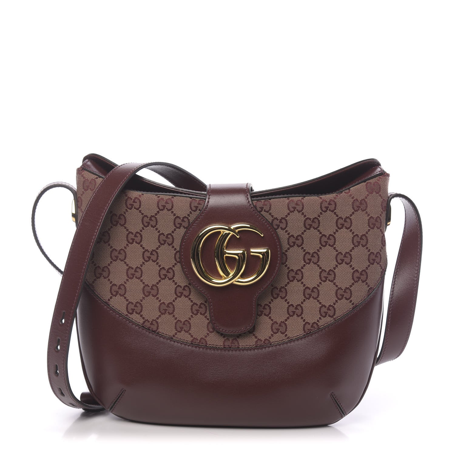 Gucci GG Monogram Calfskin Medium Arli Shoulder Bag Sahara Rubino Chardonnay 1 of 10