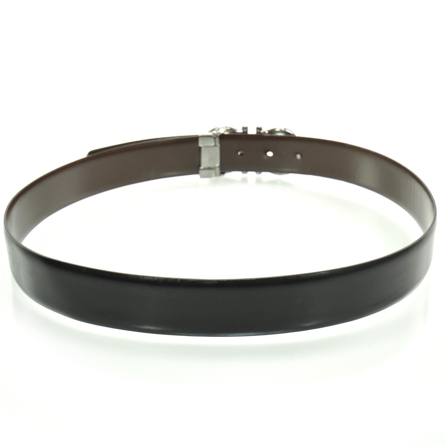 FASHIONPHILE SALVATOREFERRAGAMOLeatherGanciniReversibleBelt95Black 3 of 5