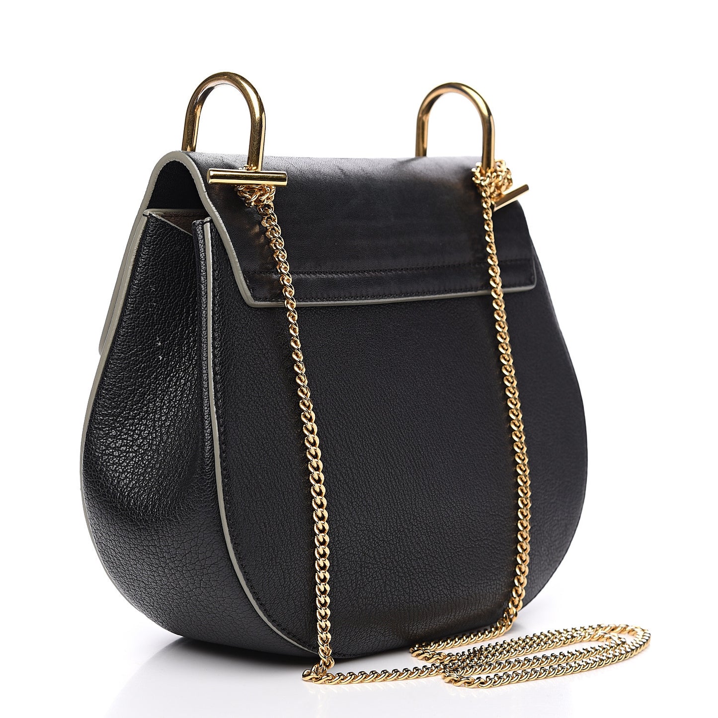 Grained Calfskin Lambskin Drew Shoulder Bag Black