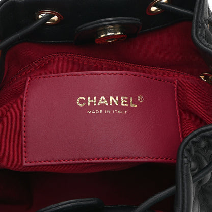 Chanel Lambskin Quilted Double Pocket Drawstring Backpack Black 6 of 10