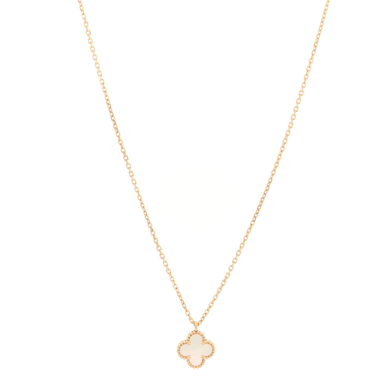 Van Cleef & Arpels 18K Yellow Gold Mother of Pearl Sweet Alhambra Pendant Necklace 1 of 5
