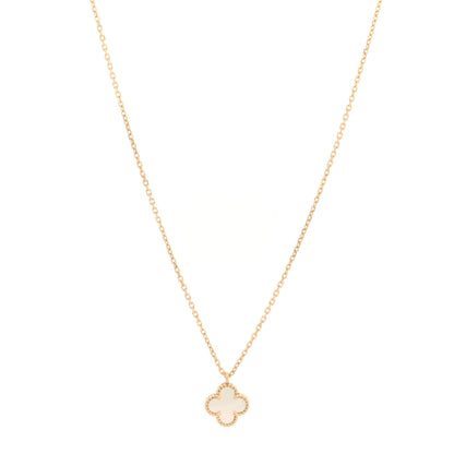 Van Cleef & Arpels 18K Yellow Gold Mother of Pearl Sweet Alhambra Pendant Necklace 1 of 5