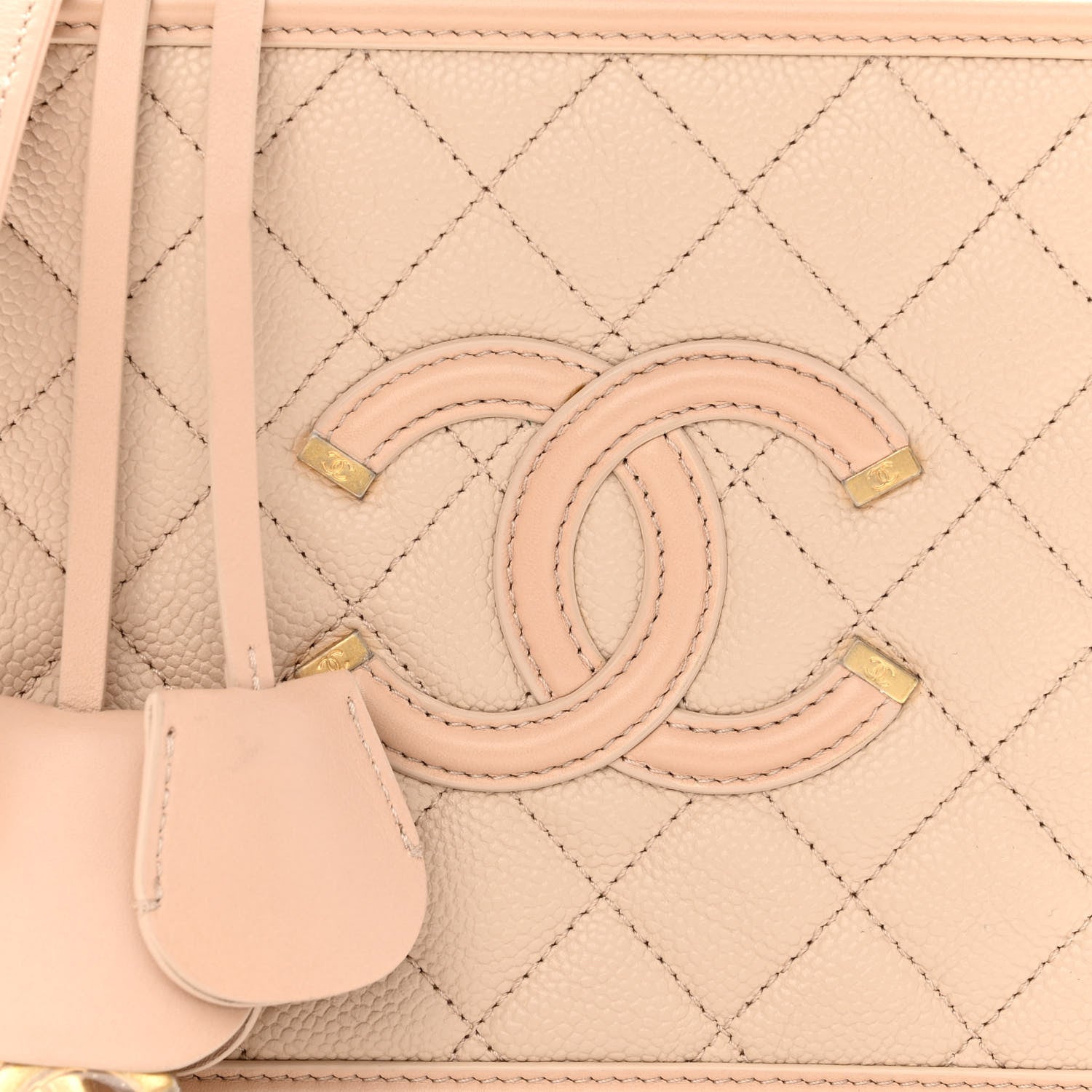 Chanel Caviar Quilted Medium CC Filigree Vanity Case Light Beige 9 of 12