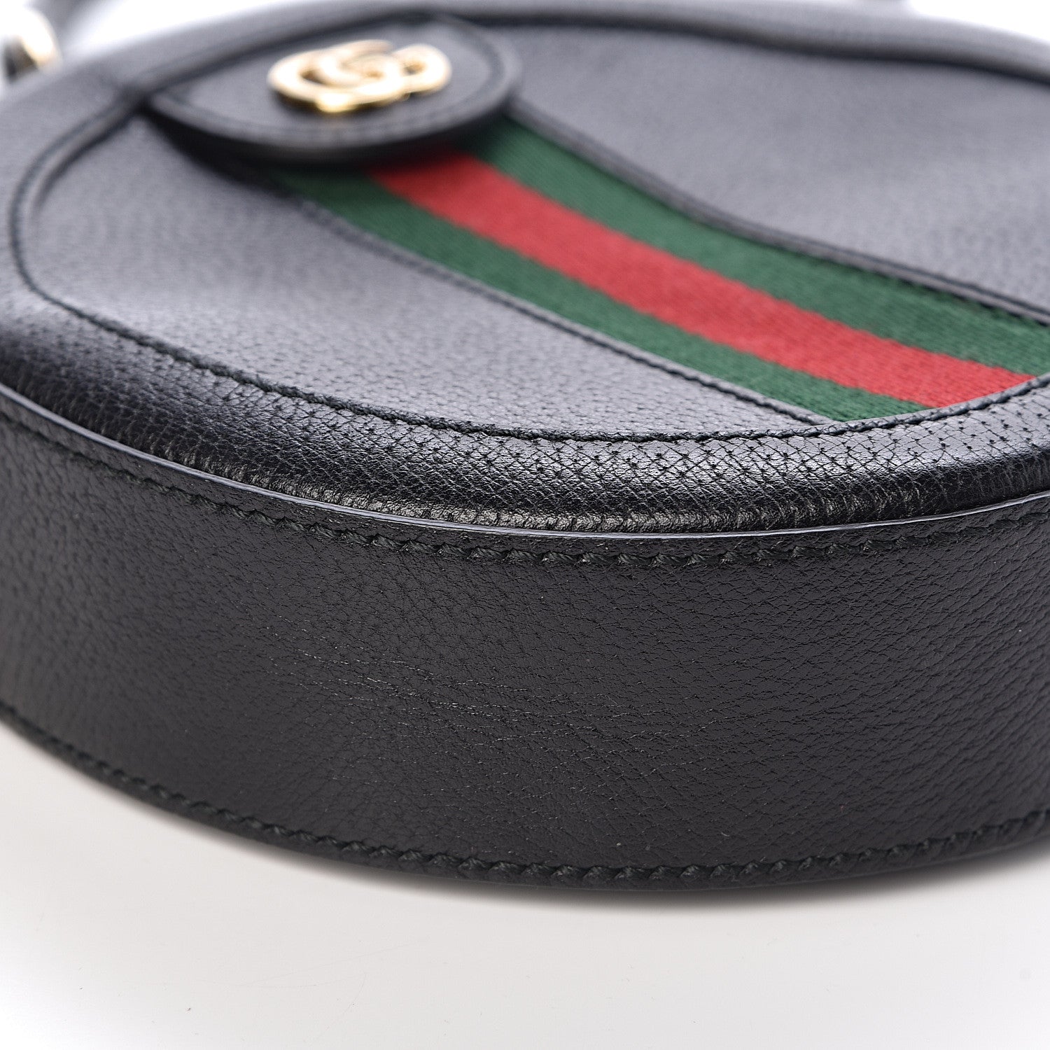Gucci Grained Calfskin Web Mini Ophidia Round Shoulder Bag Black 9 of 11