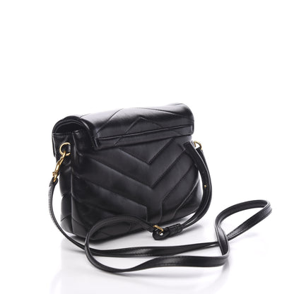 Saint Laurent Calfskin Y Quilted Monogram Toy Loulou Crossbody Bag Black 2 of 10