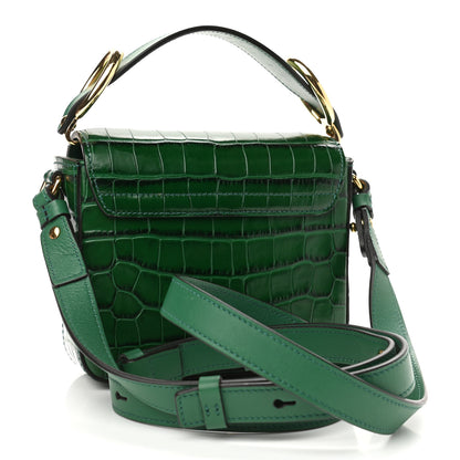 Chloe Calfskin Crocodile Embossed Mini C Double Carry Woodsy Green 3 of 12