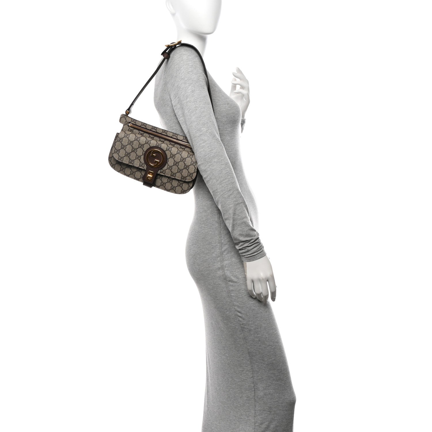 Gucci GG Supreme Monogram Textured Dollar Calfskin Blondie Belt Bag Beige Ebony New Acero 2 of 11