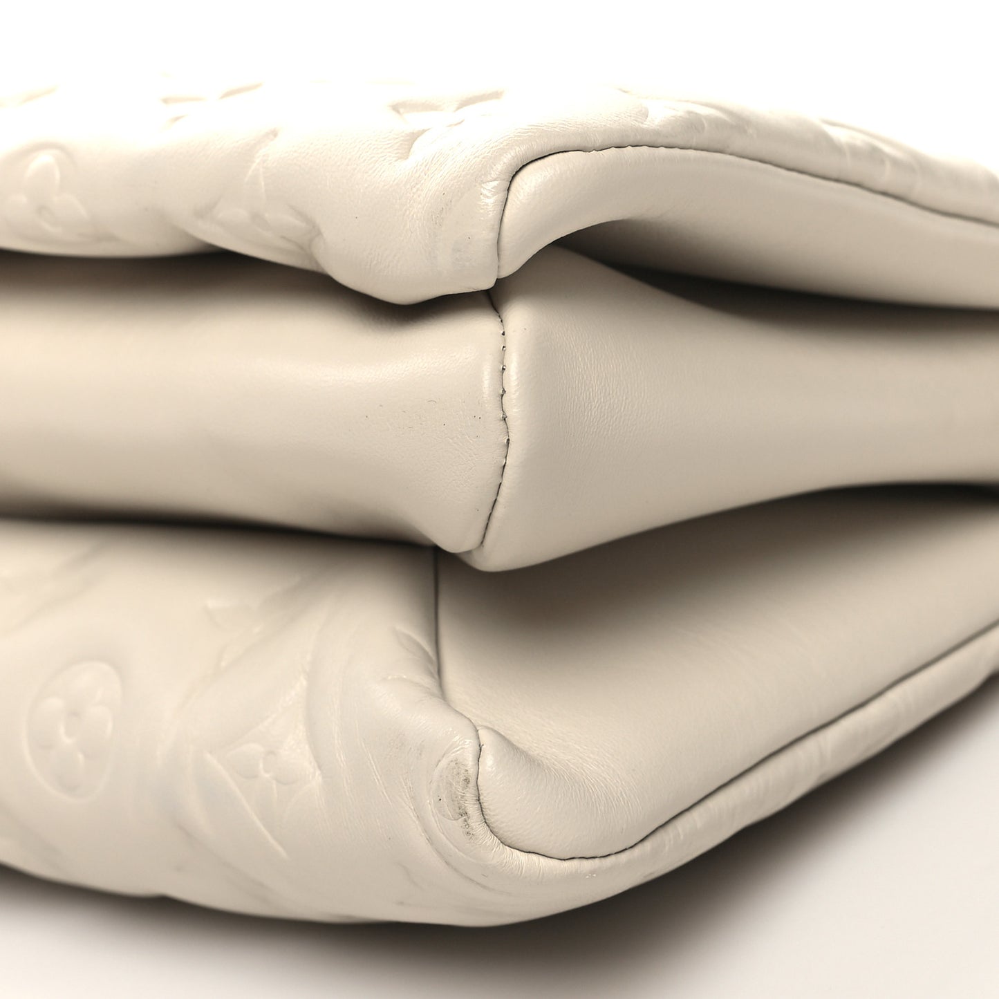 Lambskin Embossed Monogram Coussin PM Cream
