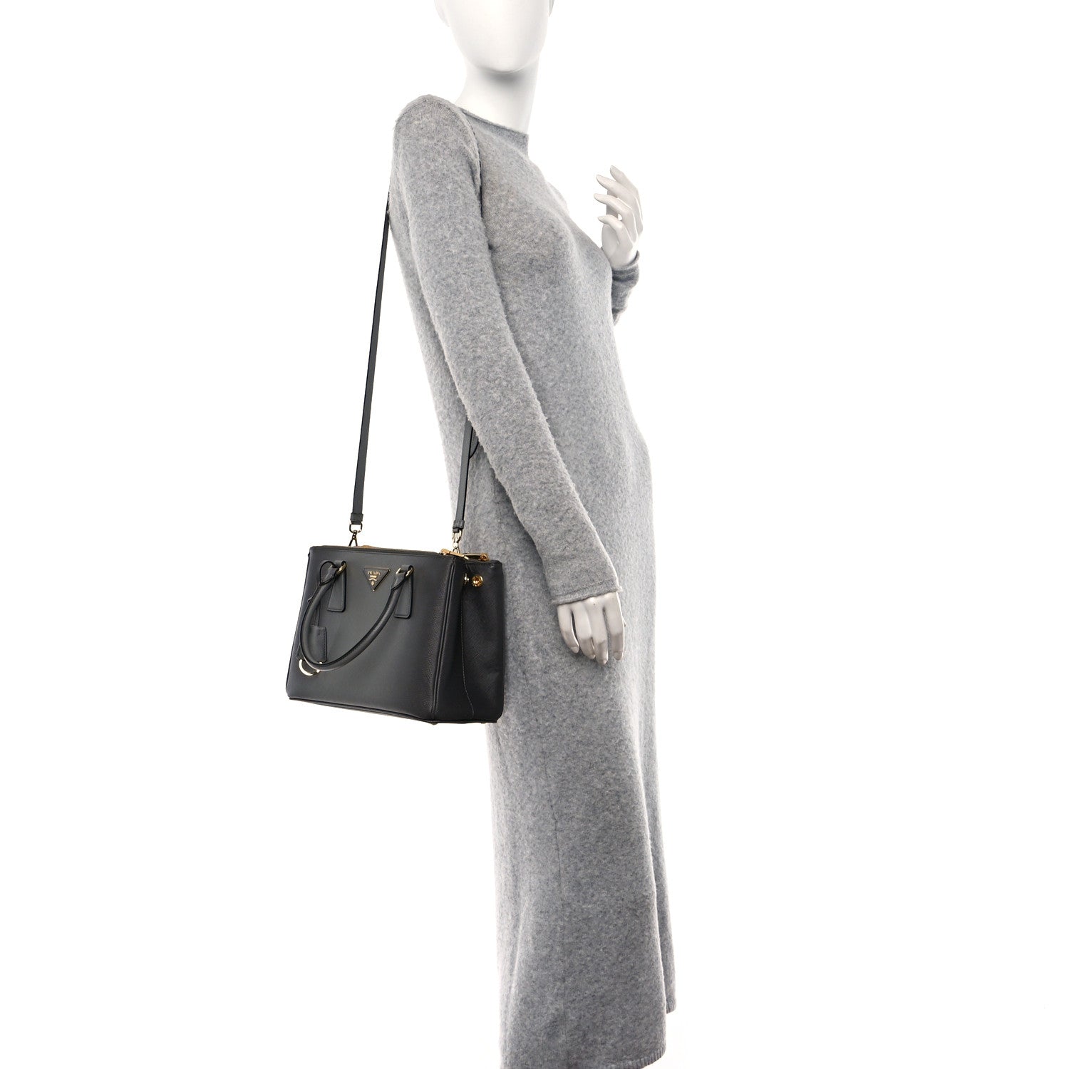 Prada Saffiano Ombre Small Galleria Double Zip Tote Gradient Slate Grey 2 of 11
