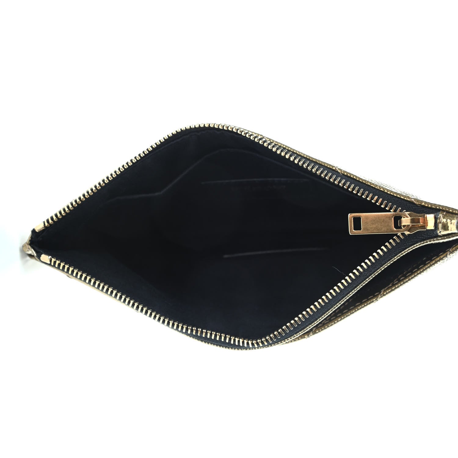 Saint Laurent Iridescent Grain De Poudre Matelasse Chevron Monogram Bill Pouch Gold 5 of 8