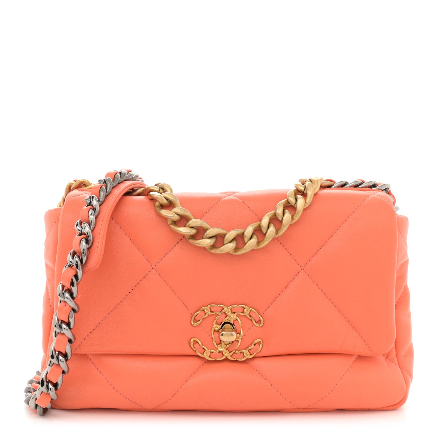 Chanel Lambskin Quilted Medium Chanel 19 Flap Orange 1 of 13