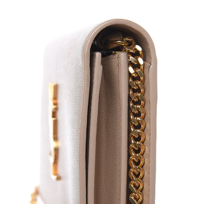 Saint Laurent Grain De Poudre Monogram Chain Wallet Dark Beige 13 of 14