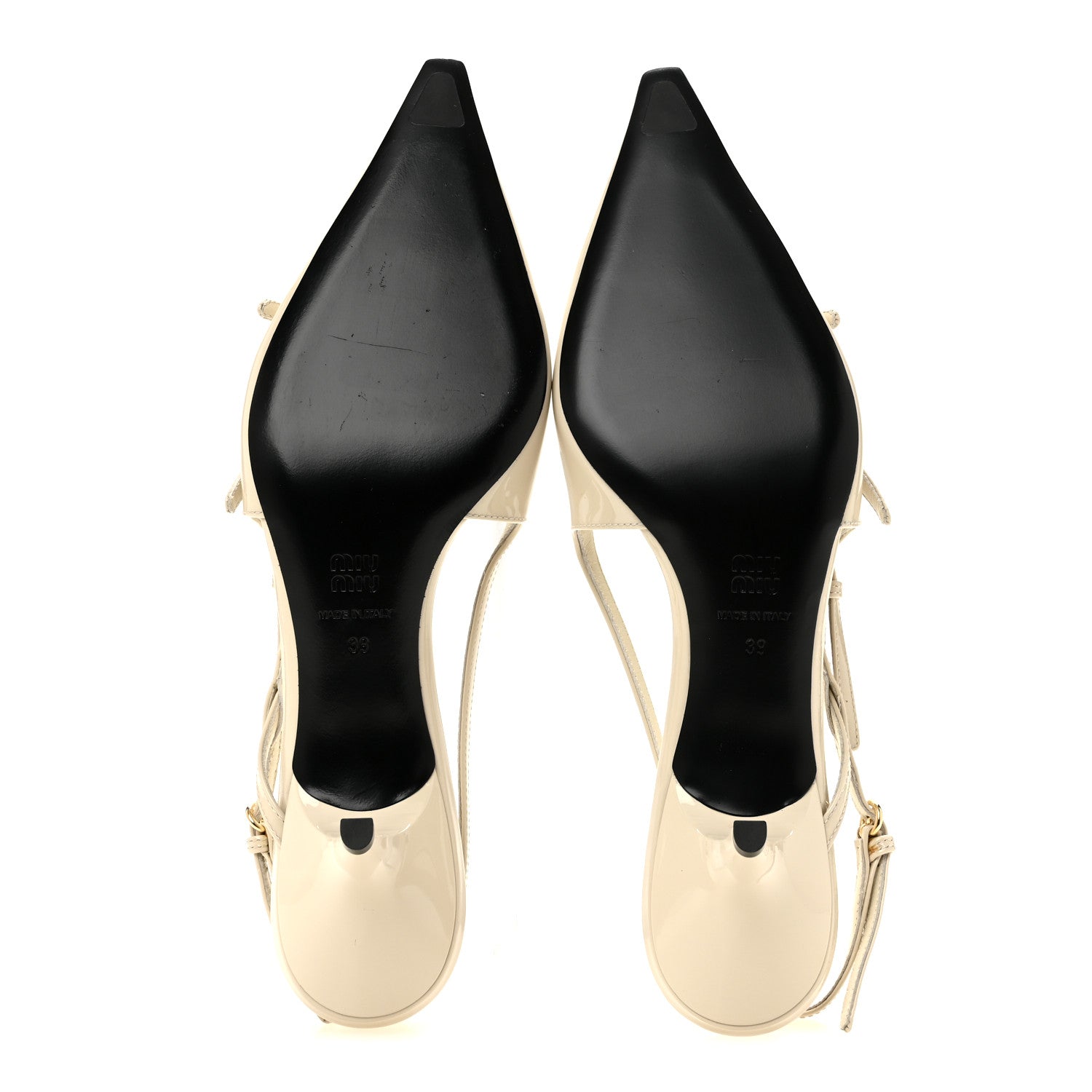 Miu Miu Vernice Buckle 55mm Slingback Pumps 39 White 1915262