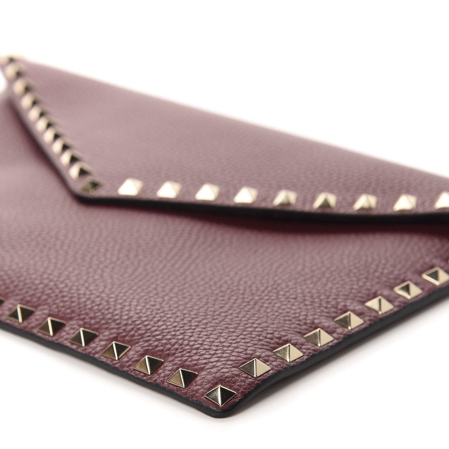 Pebbled Calfskin Large Rockstud Envelope Clutch Rubin
