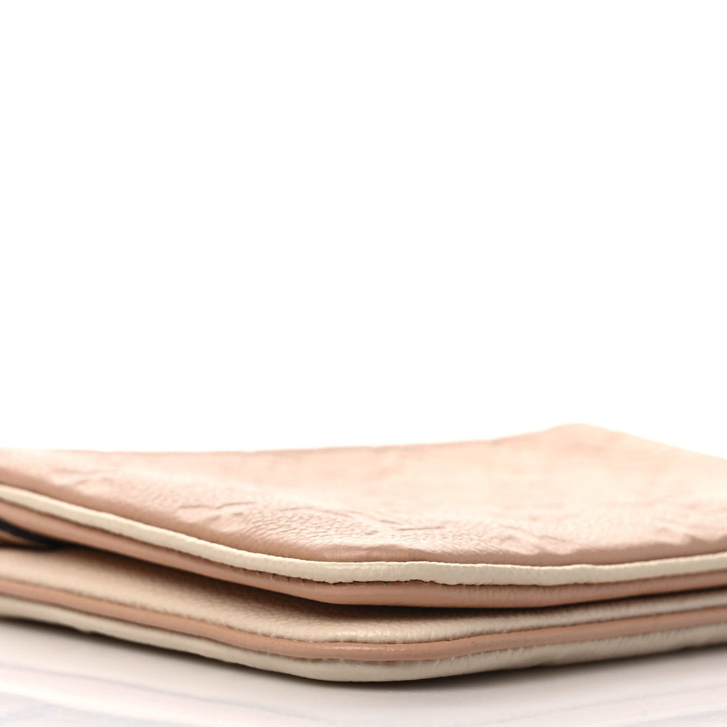 Empreinte Double Zip Pochette Beige Rose Creme