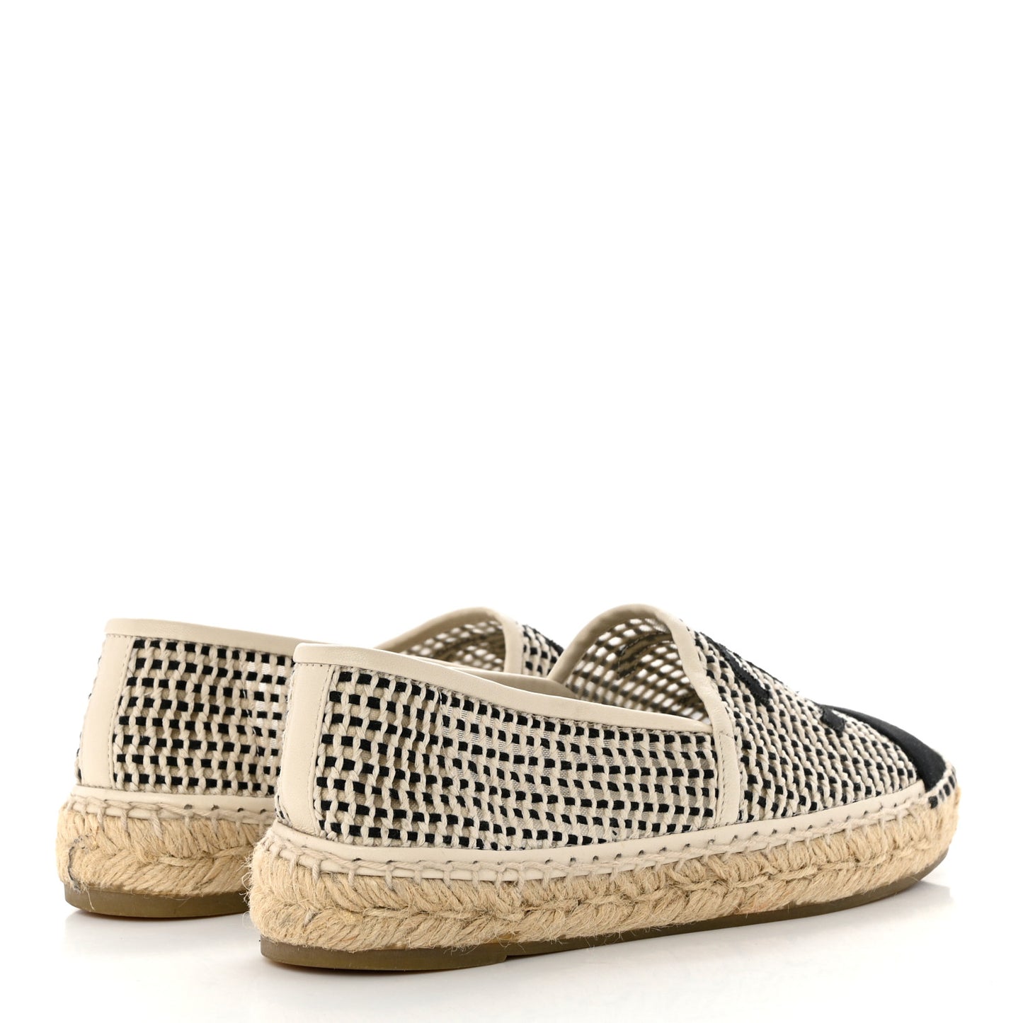 Mesh Grosgrain CC Espadrilles 38 Beige Black