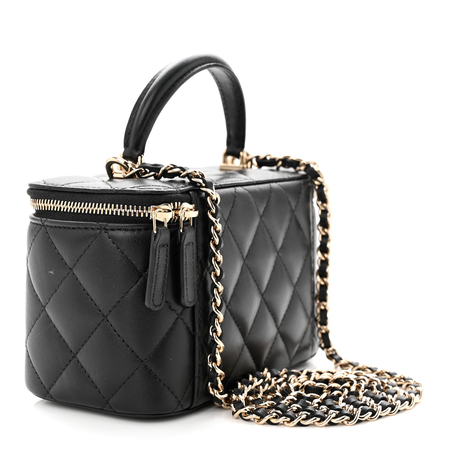 Chanel Lambskin Quilted Small Vanity Case With Chain Black 3 of 11