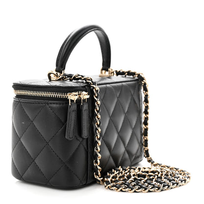 Chanel Lambskin Quilted Small Vanity Case With Chain Black 3 of 11