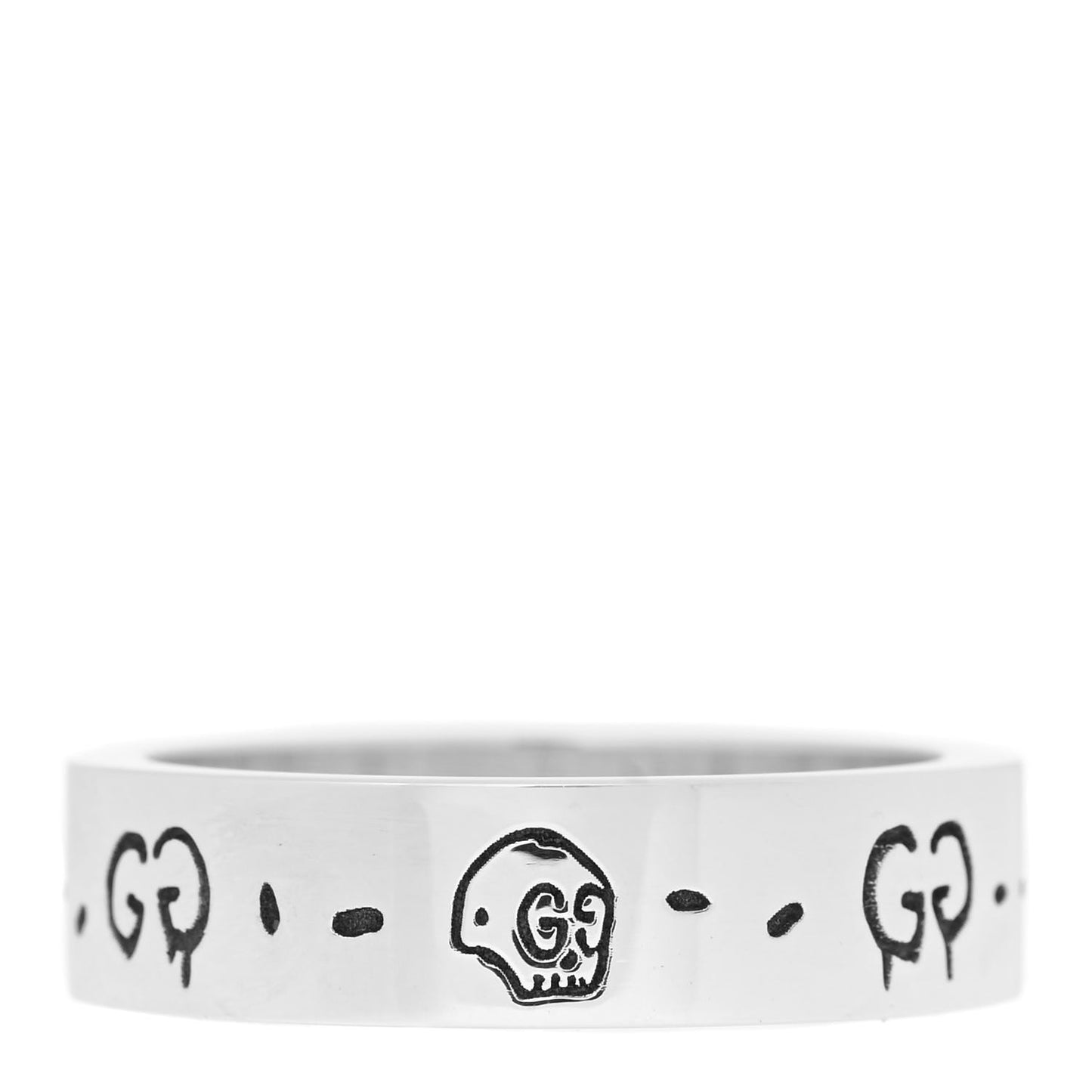 Sterling Silver Narrow GucciGhost Hamlet Skull Ring 60 9
