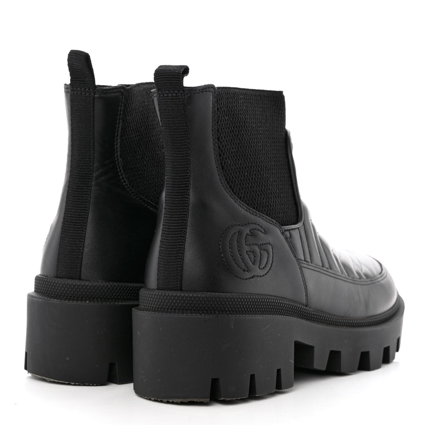 Calfskin Nappa Matelasse Frances Chelsea Boots 36.5 Black