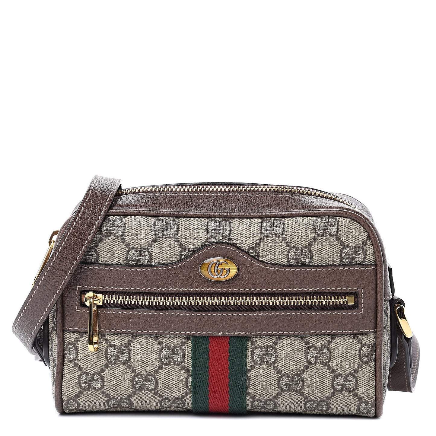 GG Supreme Monogram Web Mini Ophidia Shoulder Bag Brown