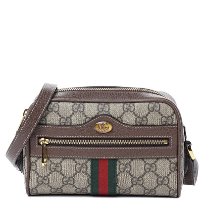 Gucci GG Supreme Monogram Web Mini Ophidia Shoulder Bag Brown 1 of 9