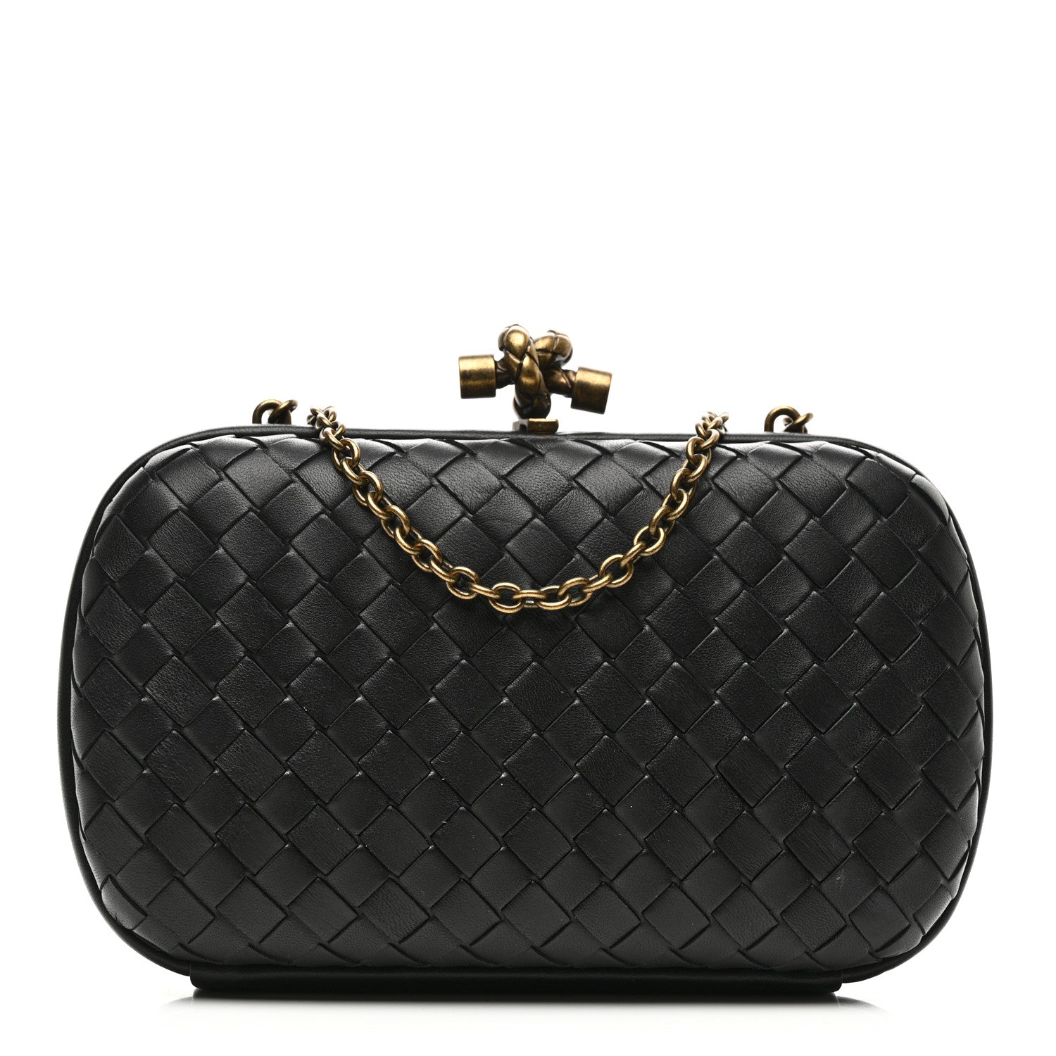 Bottega Veneta Nappa Intrecciato Chain Knot Clutch Black 1 of 9