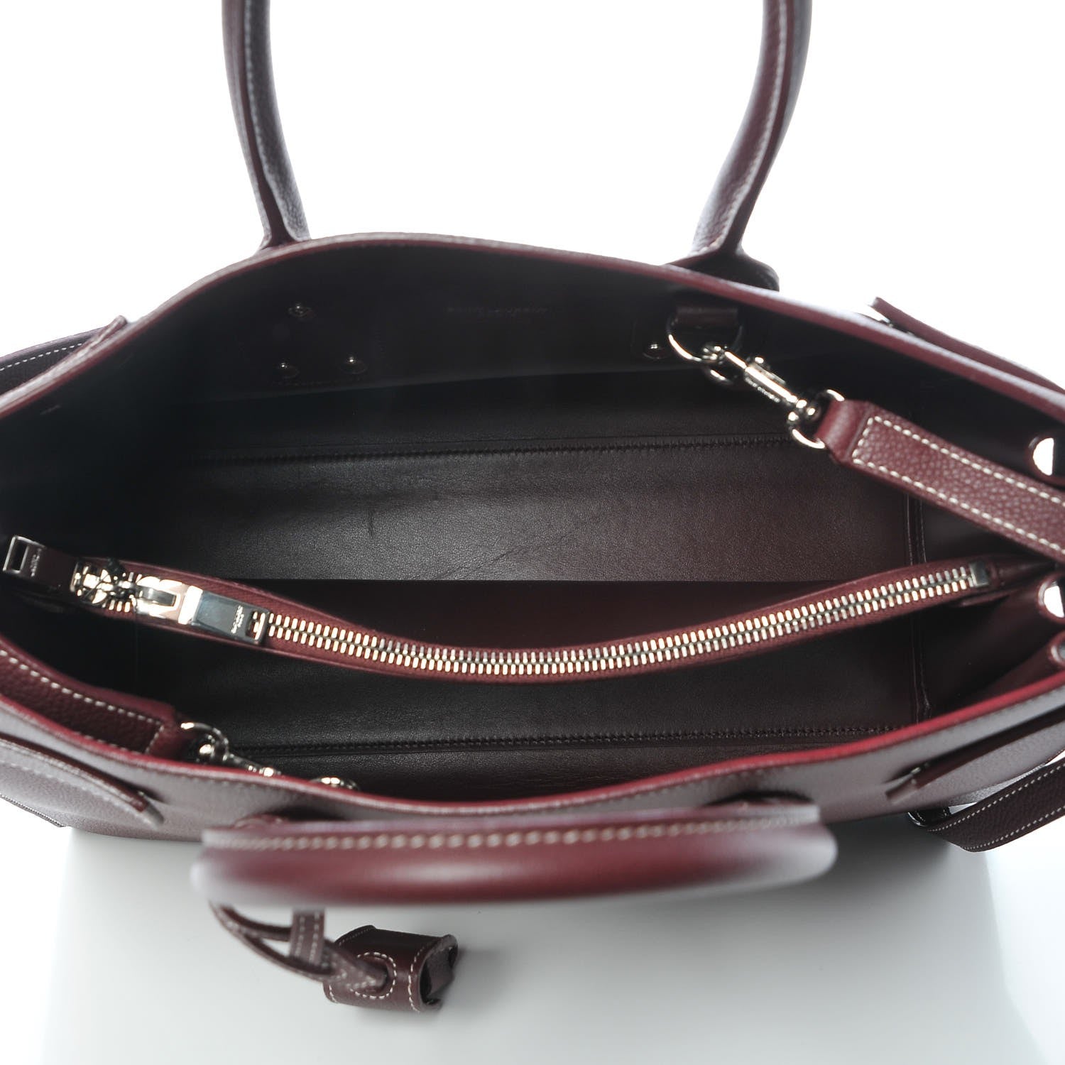 Saint Laurent Grained Calfskin Topstitch Small Classic Sac De Jour Rouge Legion 5 of 8