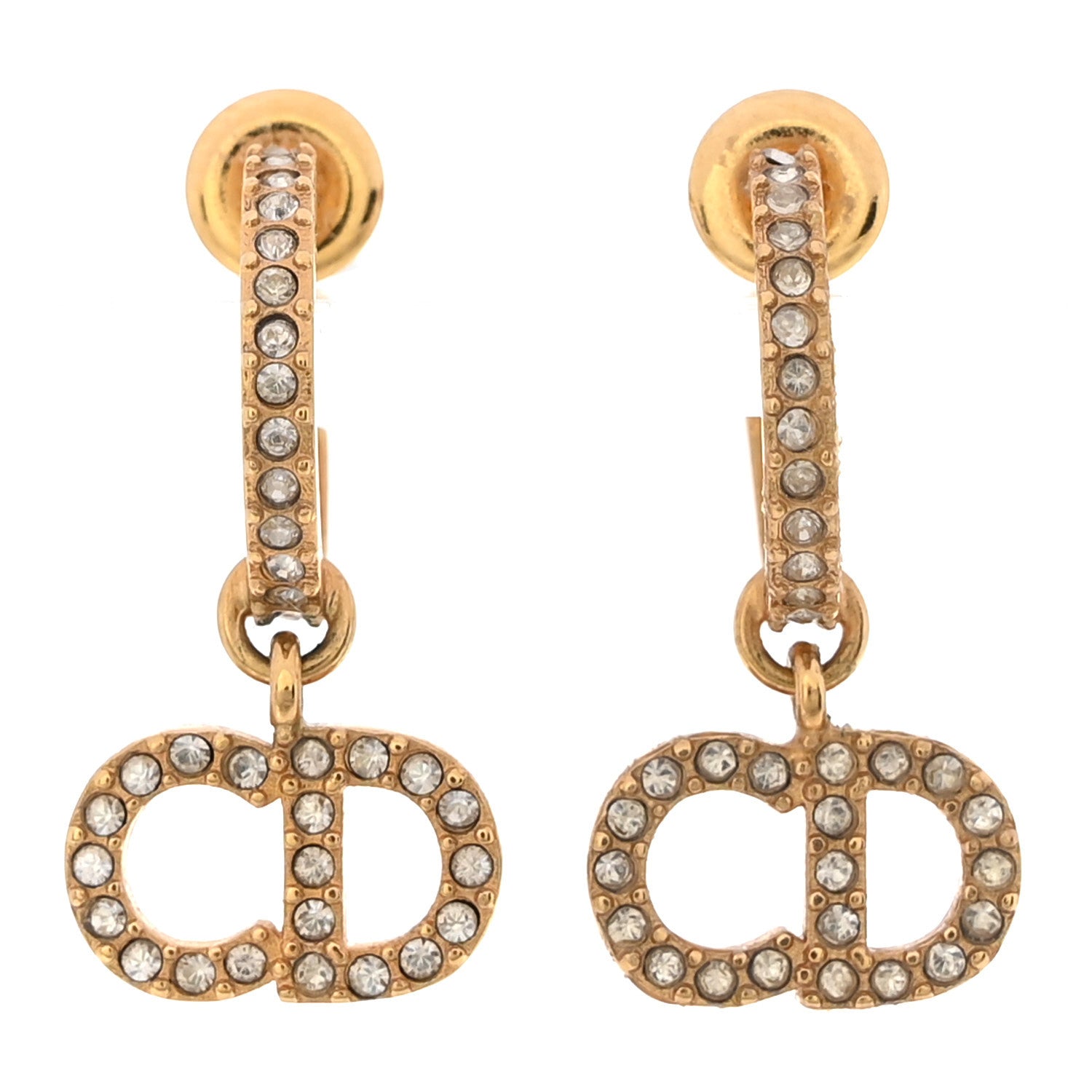 Christian Dior Crystal Clair D Lune Earrings Gold 1 of 4