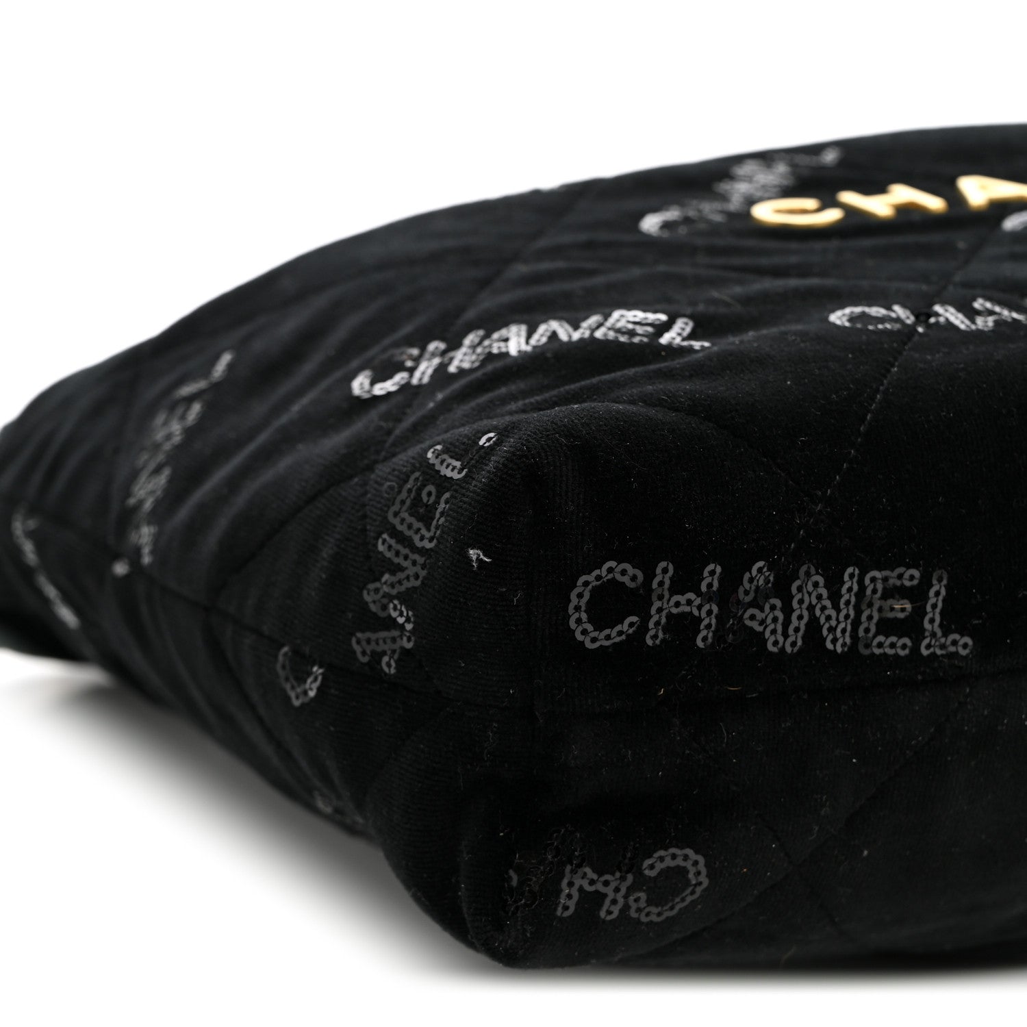 Chanel Velvet Sequin Quilted Small Chanel 22 Black 10 of 11