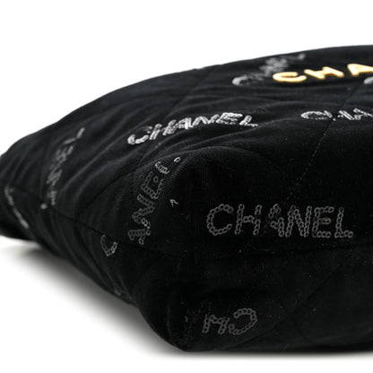 Chanel Velvet Sequin Quilted Small Chanel 22 Black 10 of 11