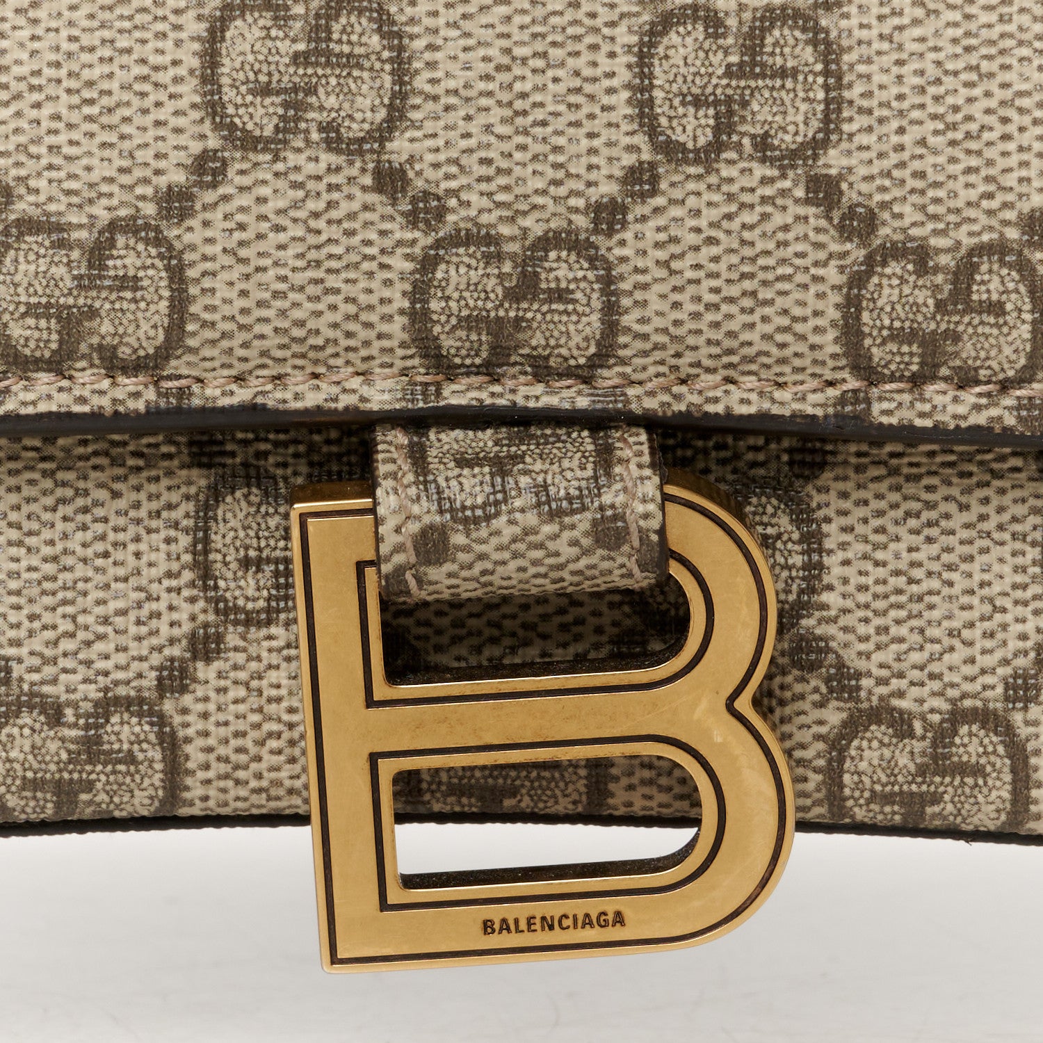 Balenciaga X GUCCI GG Supreme Monogram Medium Hourglass Top Handle Bag Beige Ebony 8 of 11