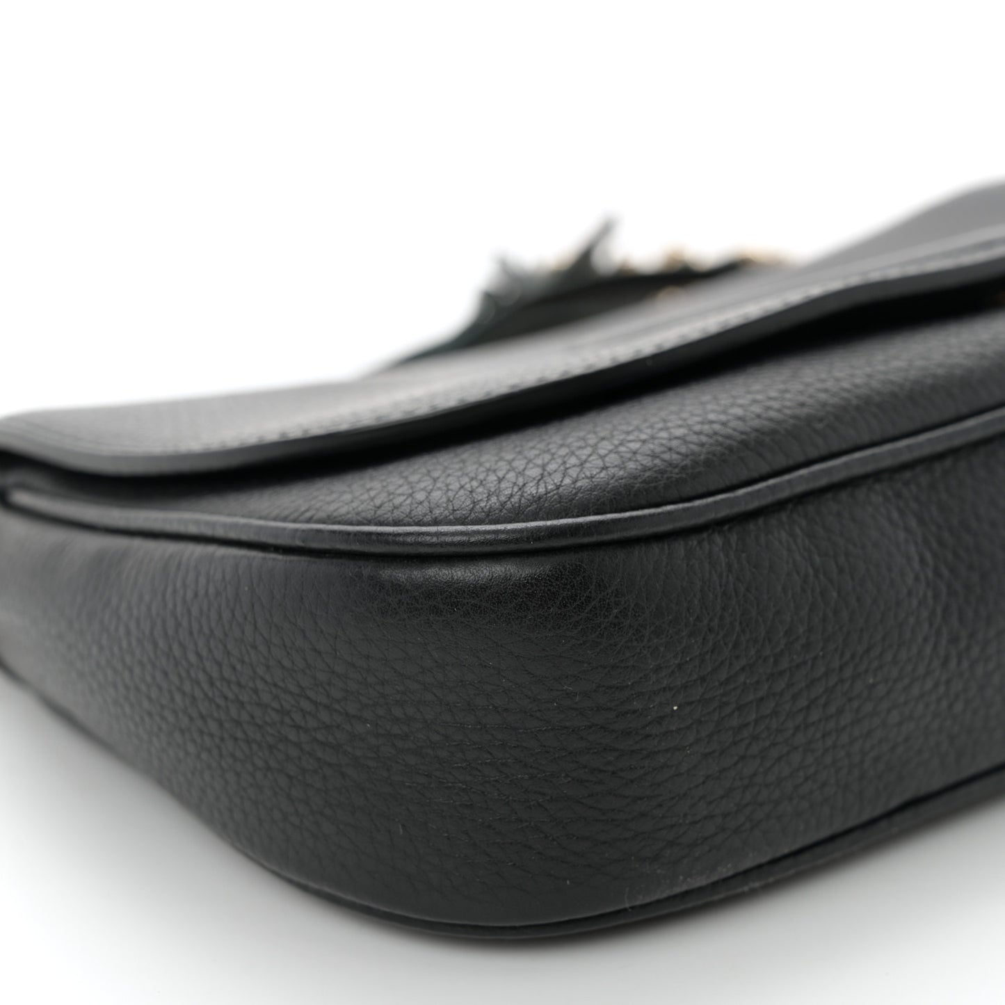 Pebbled Calfskin Medium Soho Flap Crossbody Black